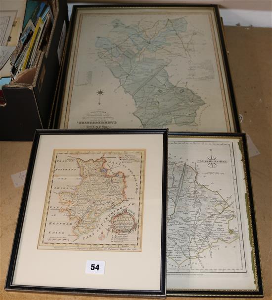 Morden map of Cambridgshire , a Bowen map of Huntingdonshire and two other county maps